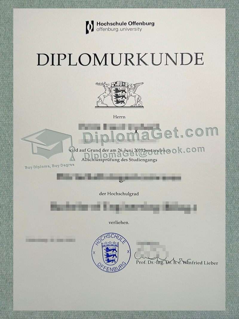 奥芬堡应用科学大学证书, Hochschule Offenburg Urkunde
