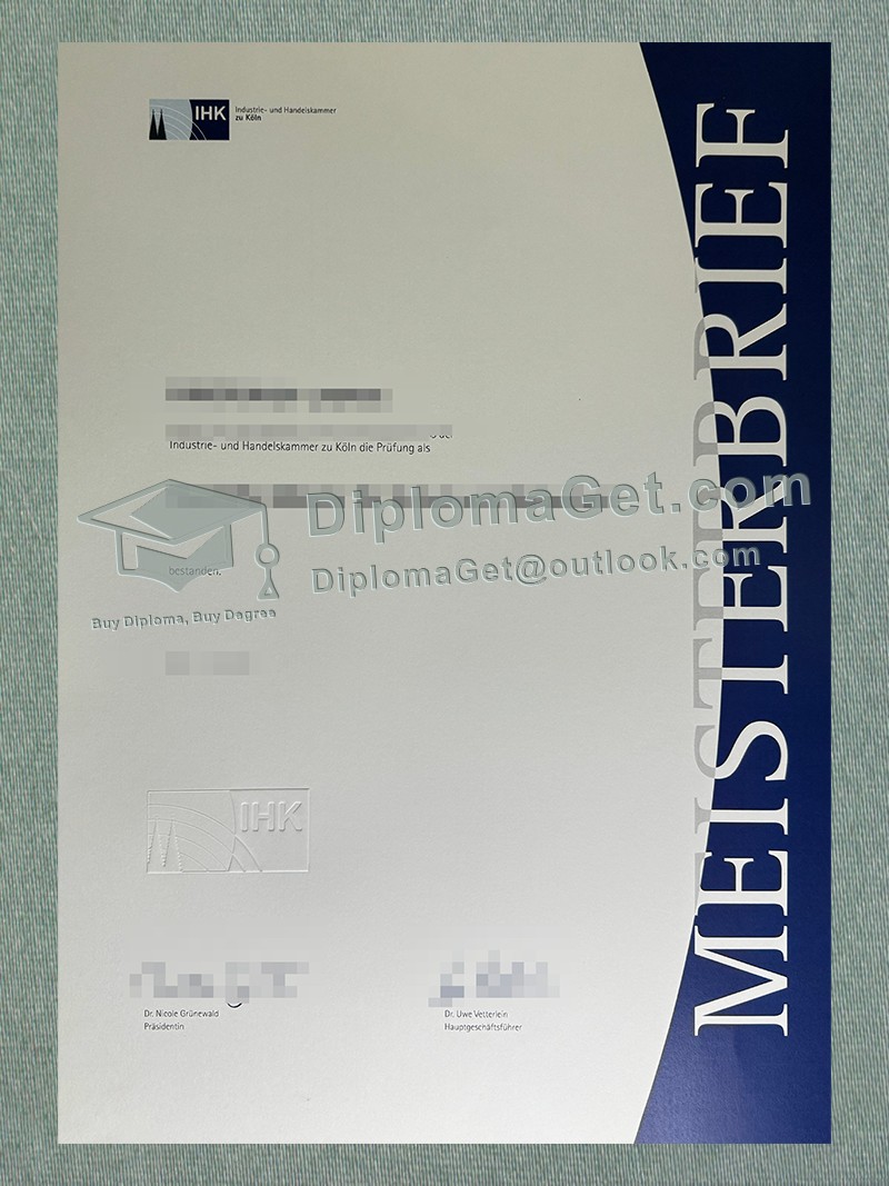 科隆工商会证书, Industrie- und Handelskammer zu Köln Certificate