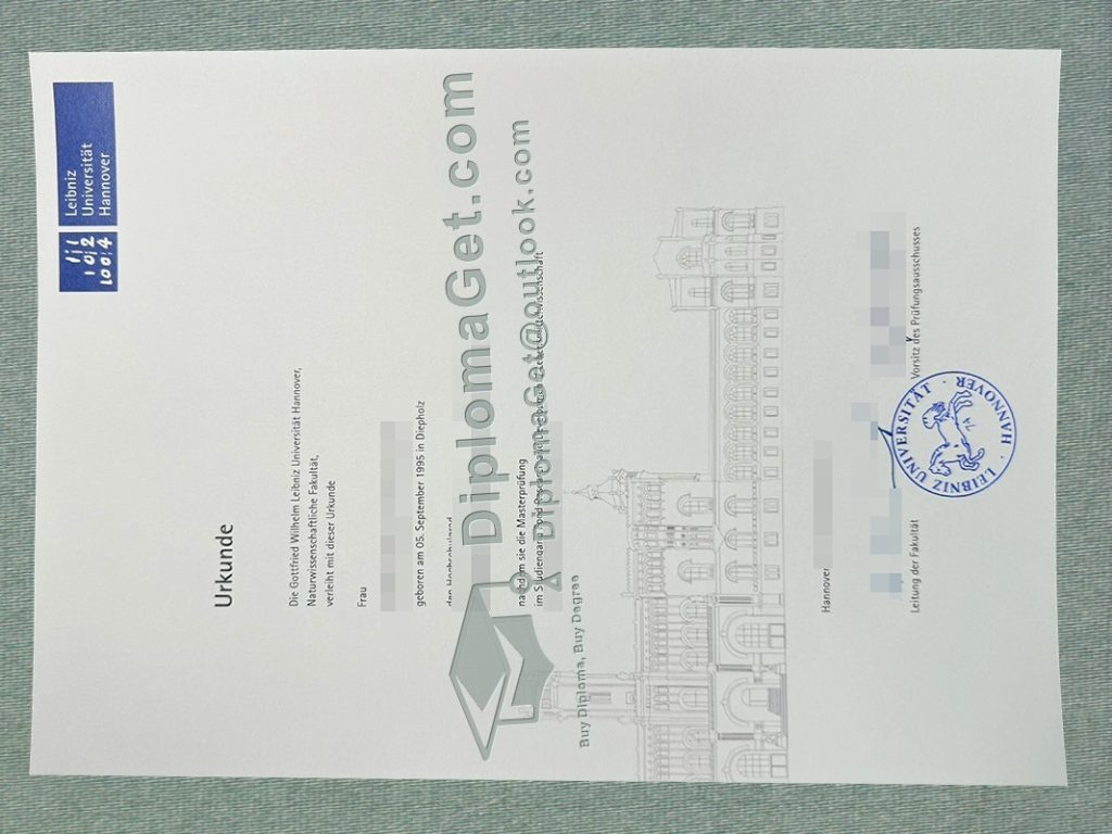 汉诺威莱布尼茨大学证书, Leibniz University Hannover Urkunde