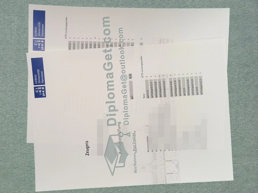 汉诺威莱布尼茨大学成绩单, Leibniz University Hannover Zeugnis