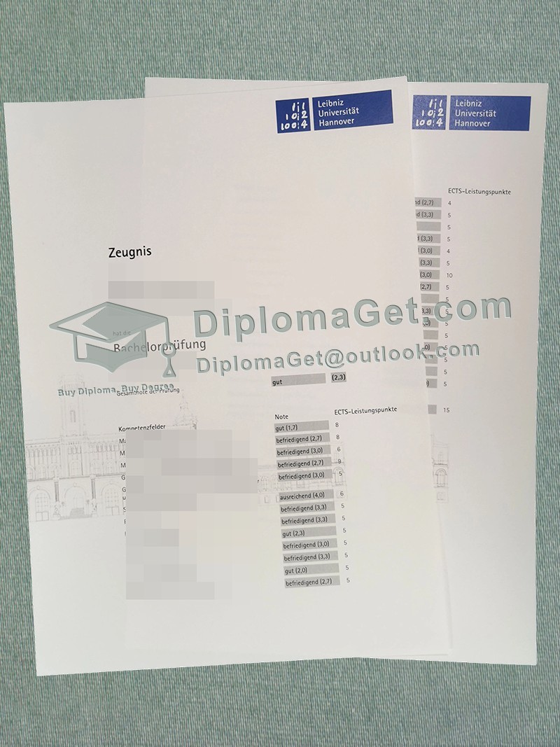 汉诺威莱布尼茨大学成绩单, Leibniz University Hannover Zeugnis 汉诺威莱布尼茨大学成绩单, Leibniz University Hannover Zeugnis