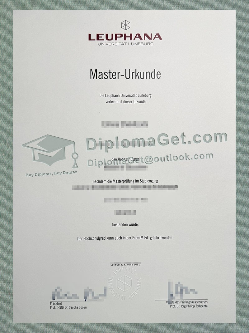 吕讷堡大学证书, Leuphana Universität Lüneburg Urkunde 吕讷堡大学证书, Leuphana Universität Lüneburg Urkunde