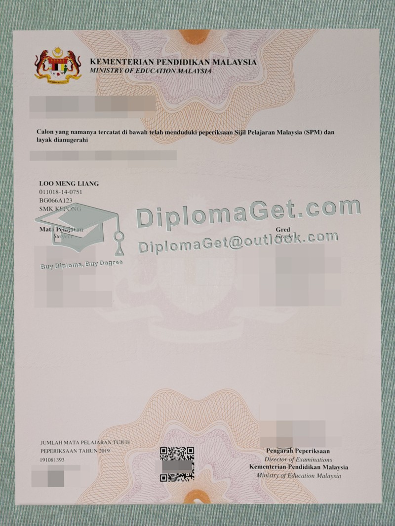 Malaysian high school transcript, 马来西亚高中成绩单