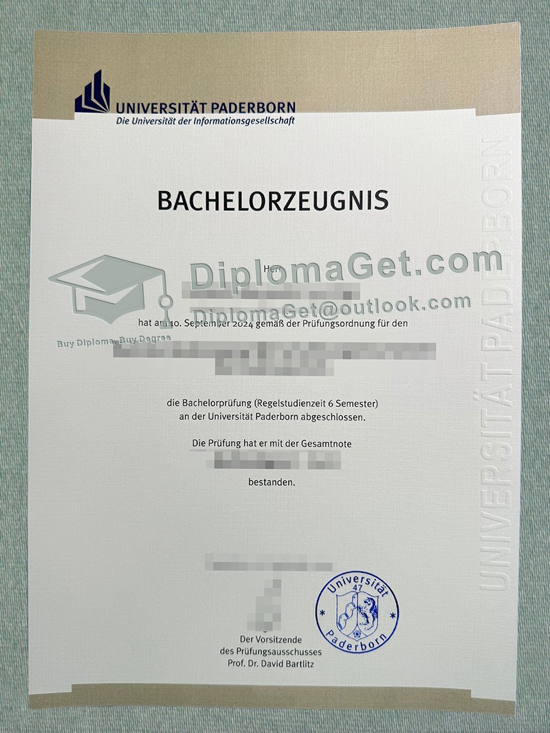帕德博恩大学证书, Paderborn University Urkunde