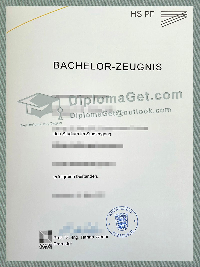 普福尔茨海姆应用科技大学证书, Pforzheim University Urkunde