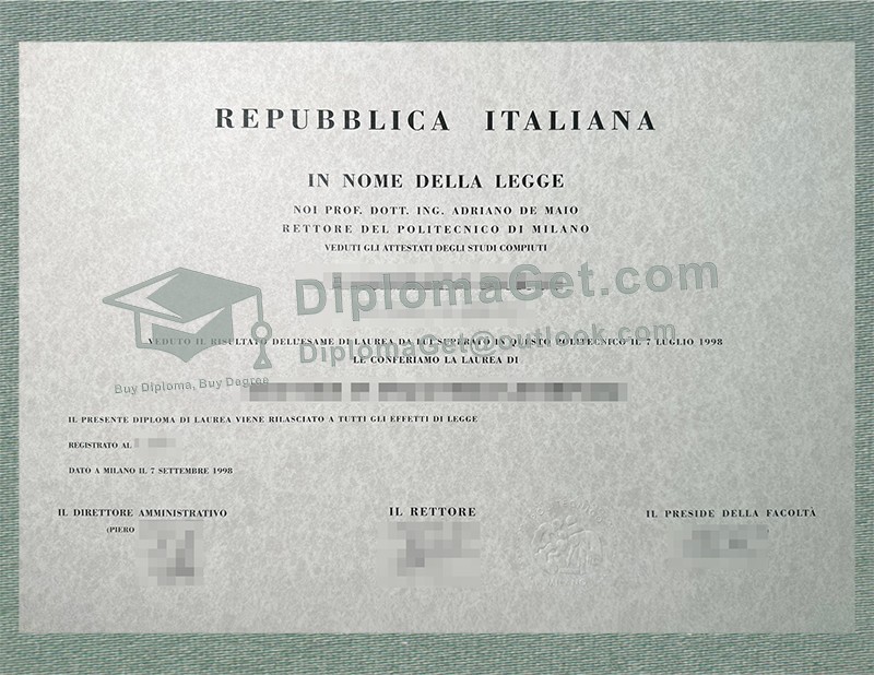 米兰理工大学文凭, Politecnico Di Milano Diploma