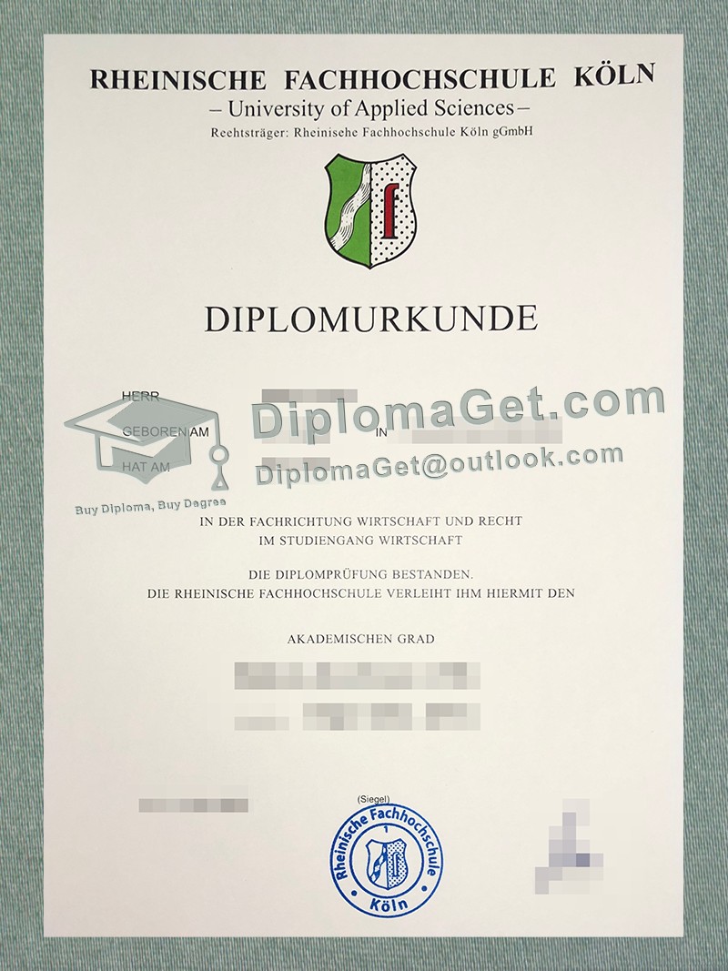 科隆应用科技大学证书, Rheinische Fachhochschule Köln Urkunde