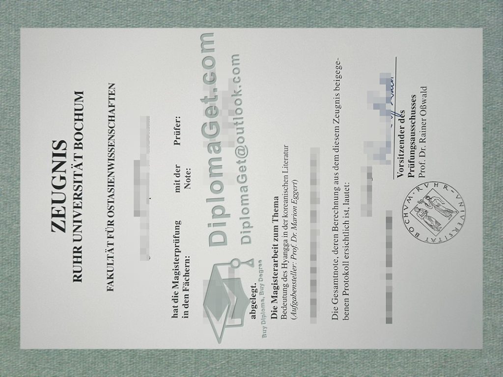 鲁尔大学波鸿分校成绩单, Ruhr-Universität Bochum Zeugnis