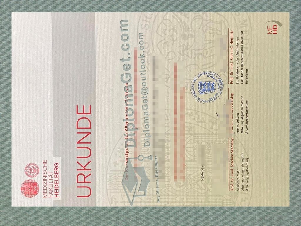 海德堡工业大学证书, Ruprecht-Karls-Universität Heidelberg urkunde