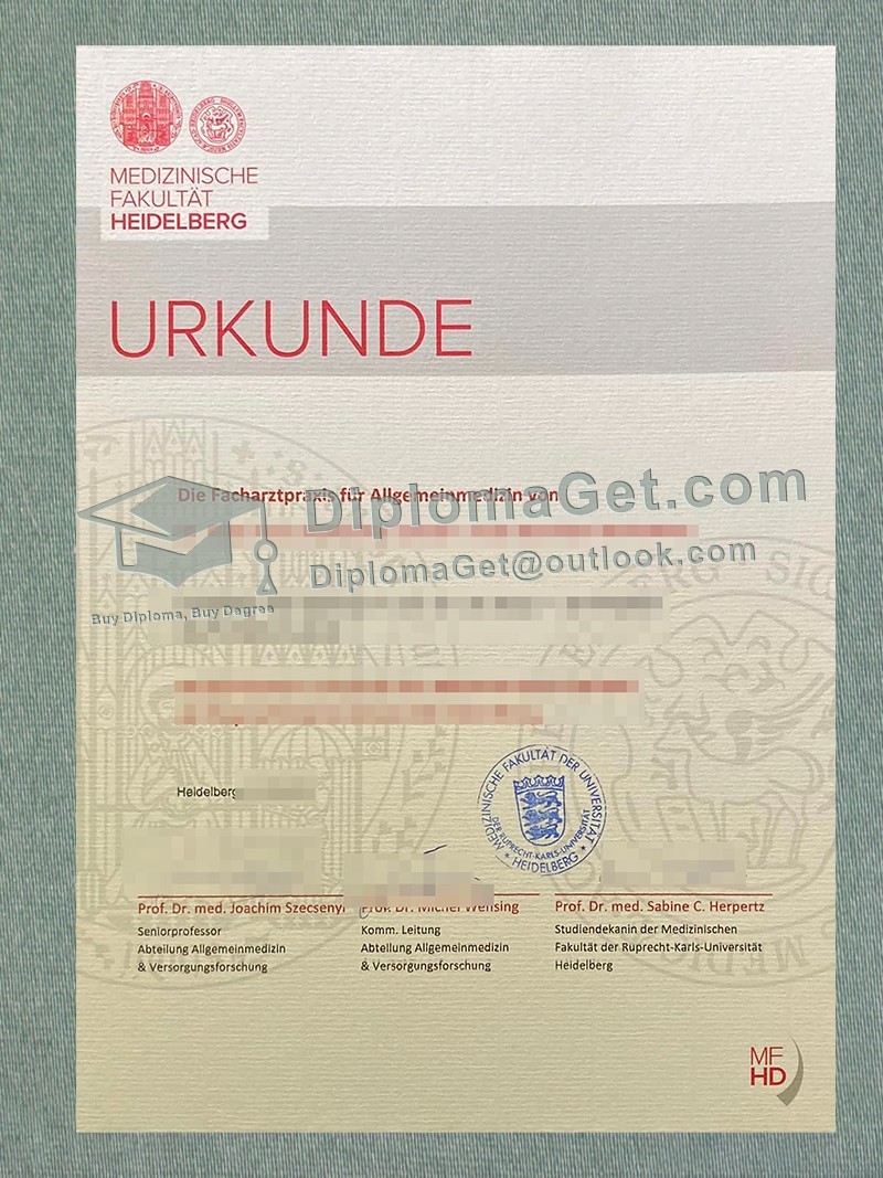 海德堡工业大学证书, Ruprecht-Karls-Universität Heidelberg urkunde
