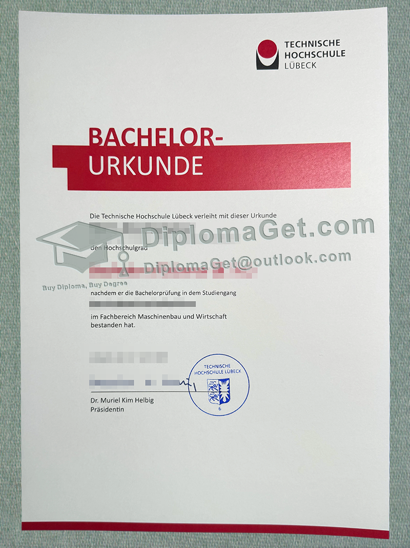 吕贝克应用科技大学证书, TH Lübeck Urkunde