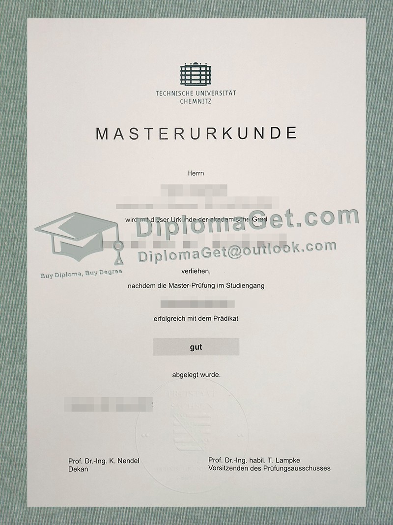 开姆尼茨工业大学证书, TU Chemnitz Urkunde