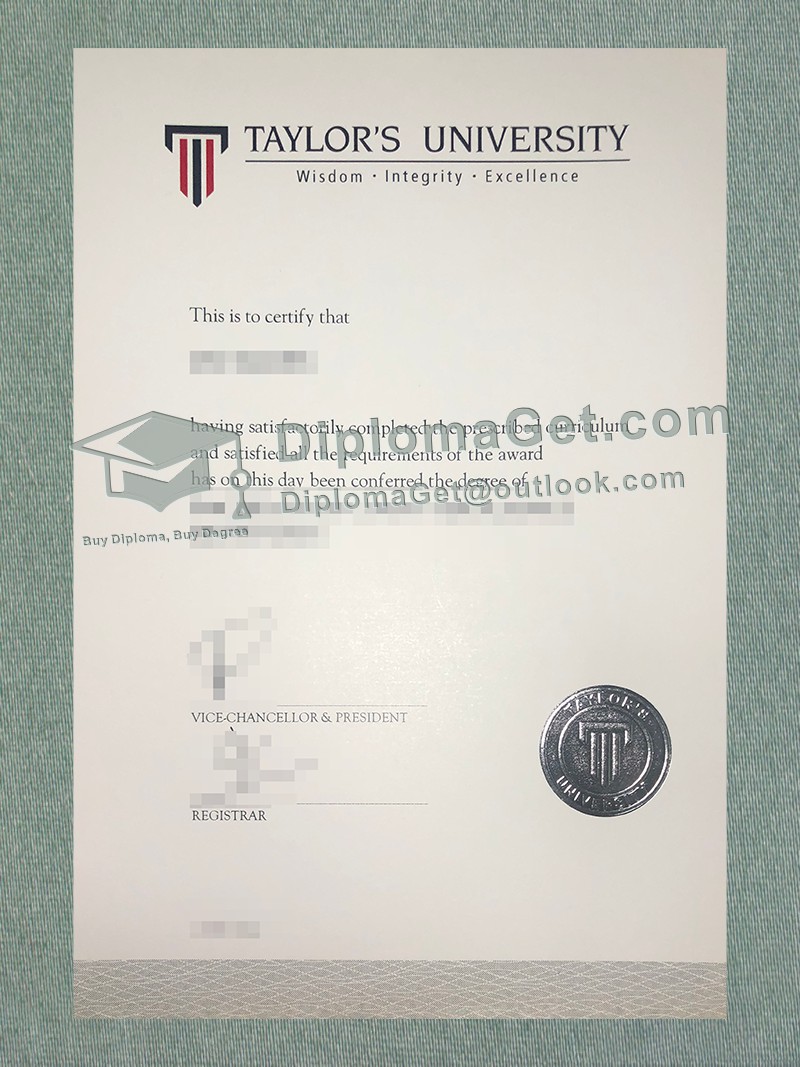 泰莱大学文凭, Taylor's University diploma 泰莱大学文凭, Taylor's University diploma
