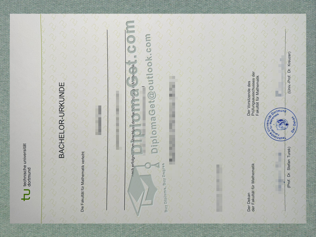 多特蒙德工业大学证书, Technical University of Dortmund Urkunde