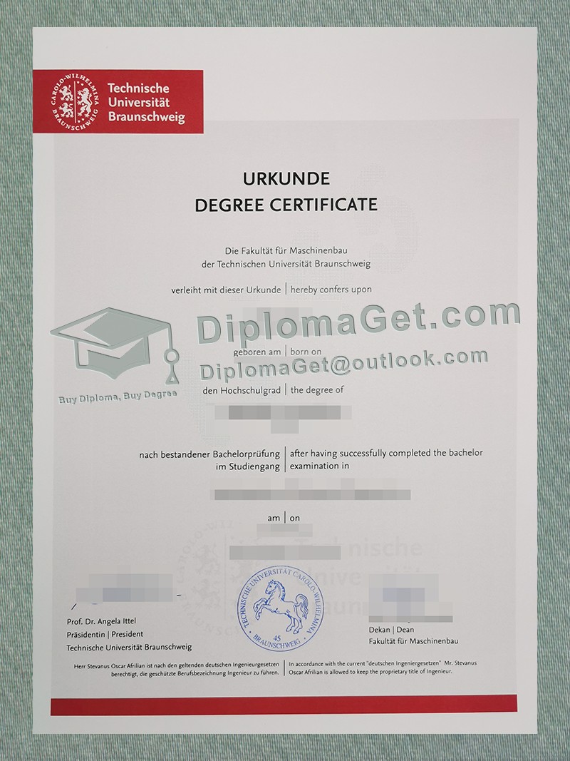布伦瑞克工业大学证书, Technische Universität Braunschweig Urkunde 布伦瑞克工业大学证书, Technische Universität Braunschweig Urkunde