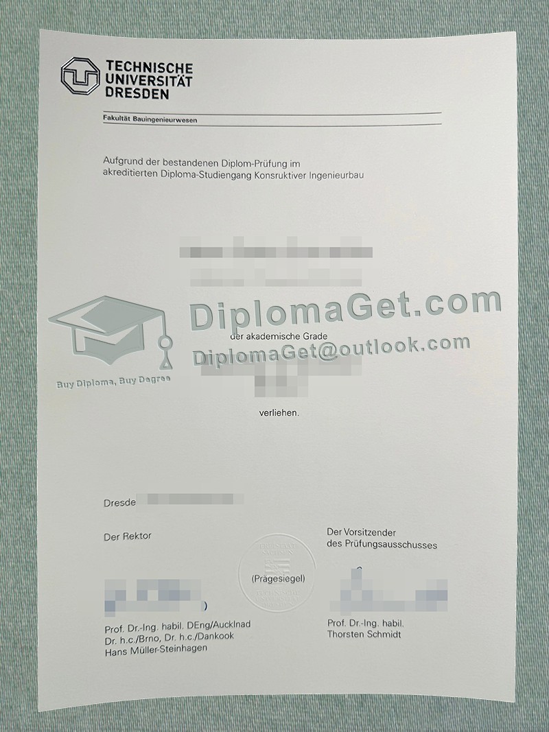 德累斯顿工业大学证书, Technische Universität Dresden Urkunde