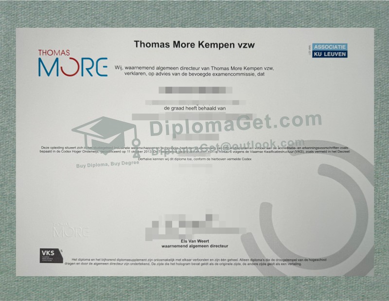 托马斯·莫尔应用科学大学文凭, Thomas More Hogeschool Diploma