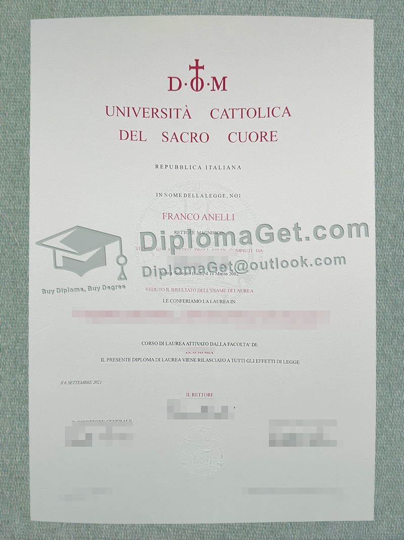 天主教圣心大学文凭, Università Cattolica del Sacro Cuore Diploma