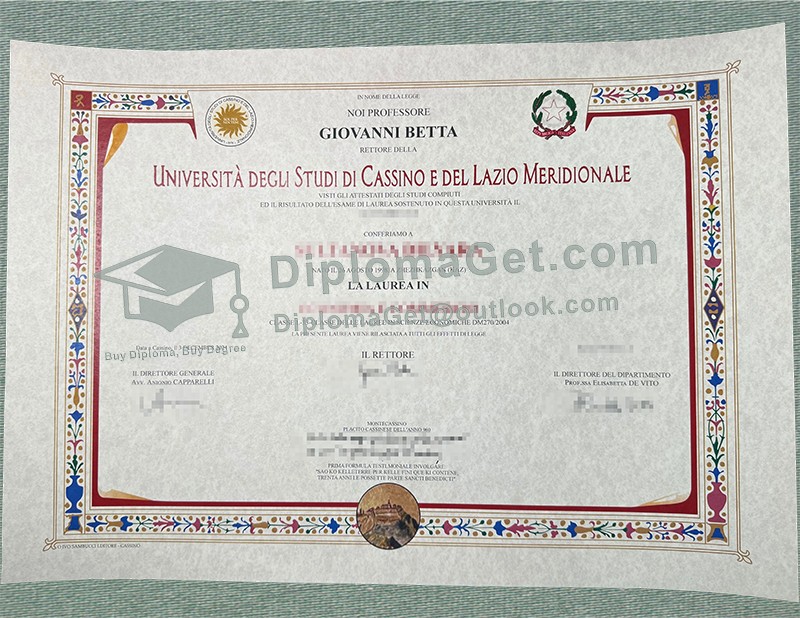 卡西诺大学和南拉齐奥大学文凭, Università degli Studi di Cassino e del Lazio Meridionale Diploma