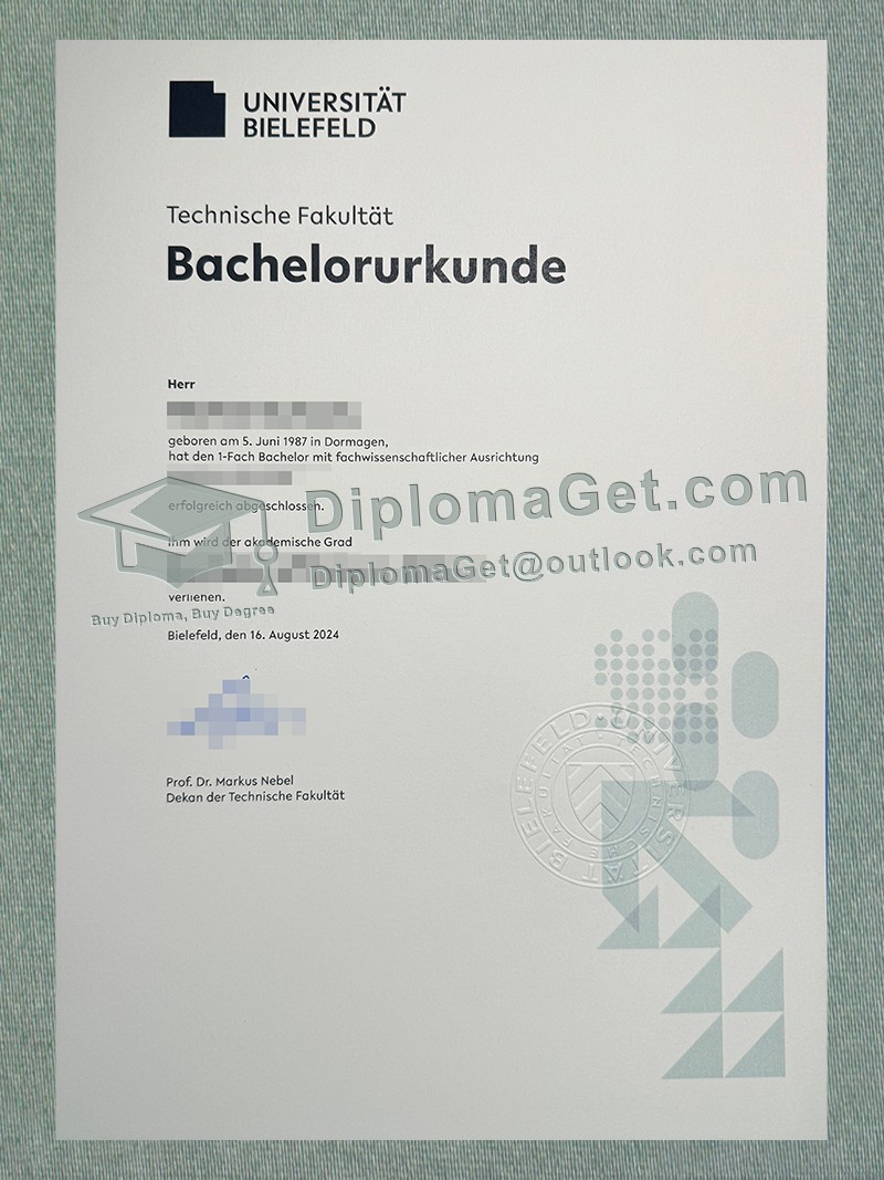 比勒费尔德大学证书, Universität Bielefeld Urkunde