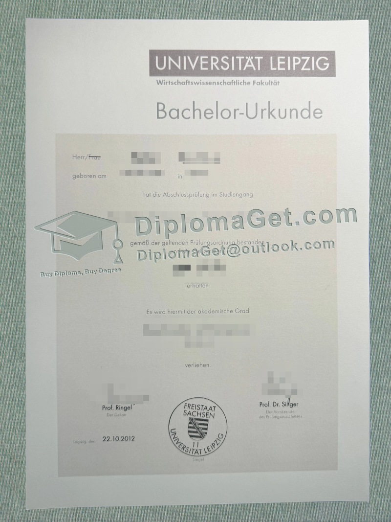 莱比锡大学证书, Universität Leipzig Urkunde