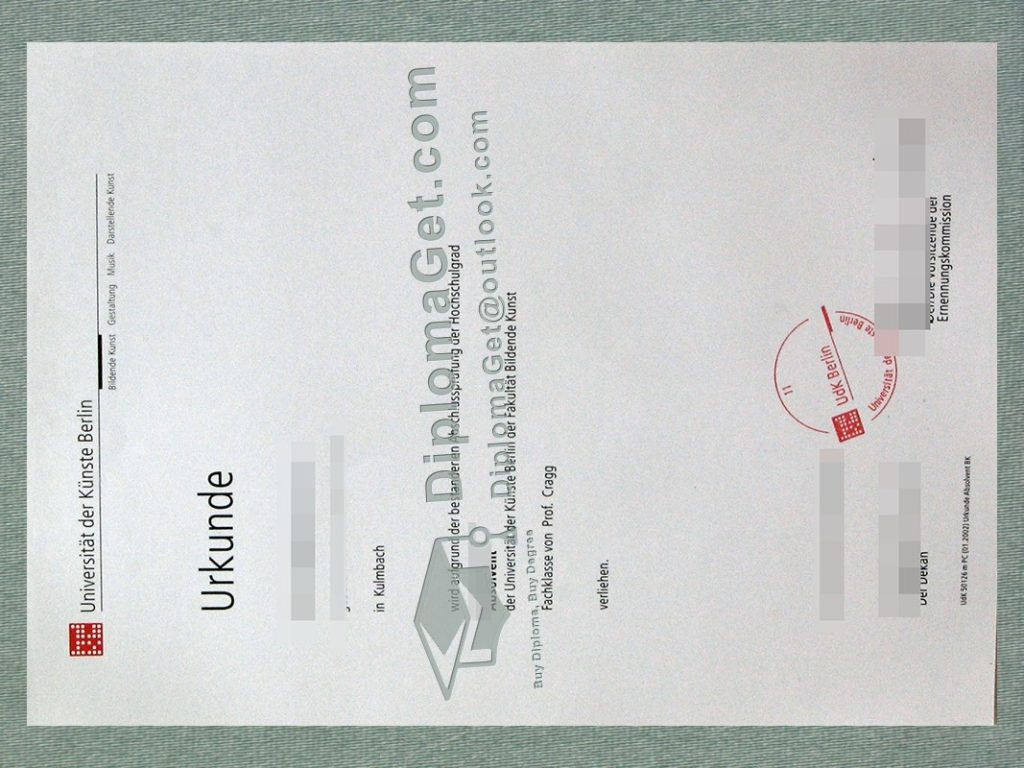 柏林艺术大学证书, Universität der Künste Berlin Urkunde