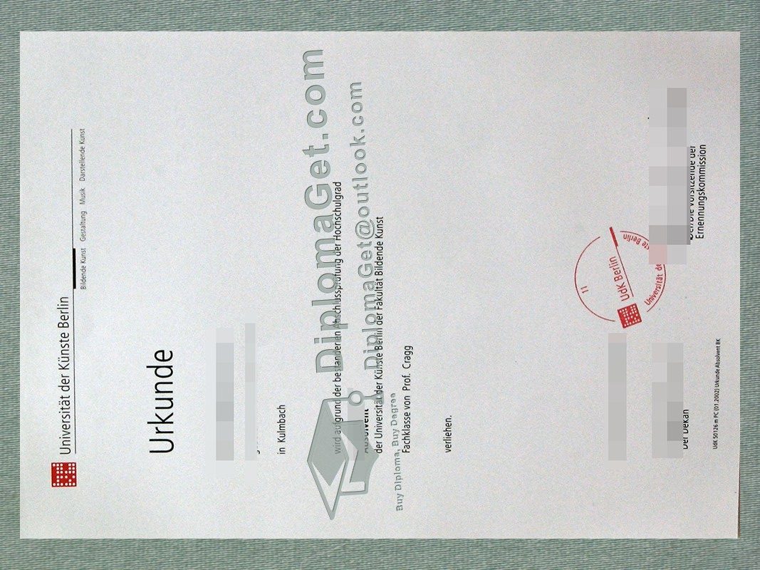 柏林艺术大学证书, Universität der Künste Berlin Urkunde