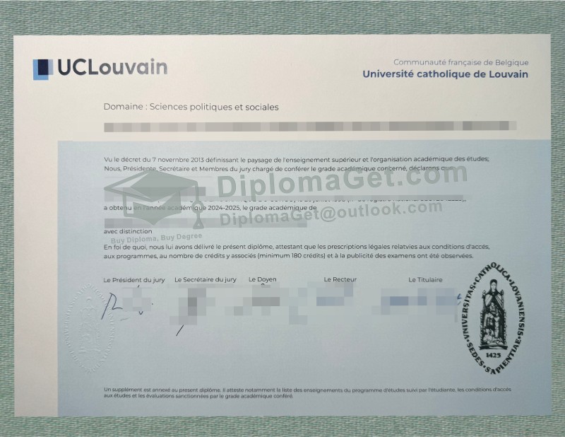 鲁汶天主教大学文凭, Université catholique de Louvain UCLouvain Diploma