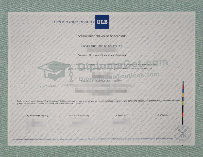 布鲁塞尔自由大学文凭, Université libre de Bruxelles Diploma