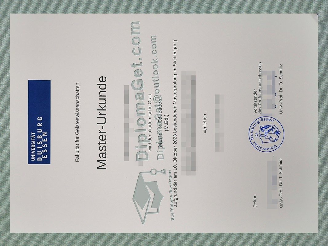 杜伊斯堡-埃森大学证书, University of Duisburg-Essen Urkunde