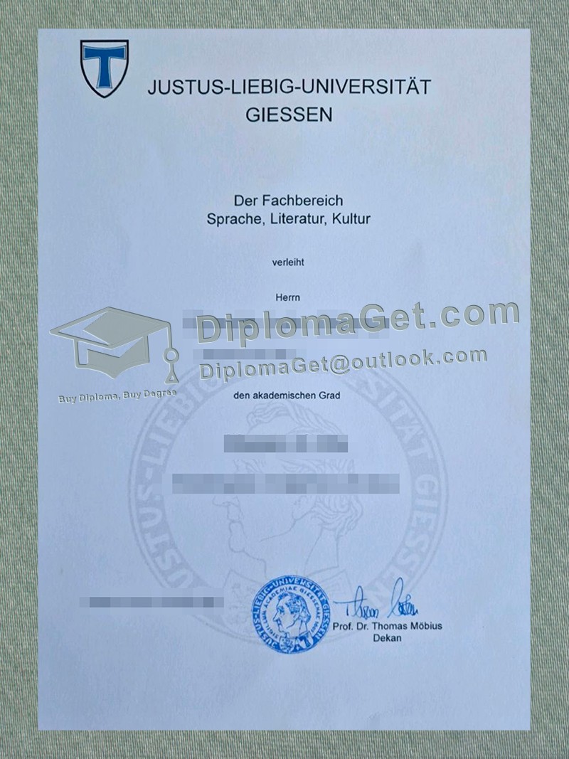 吉森大学证书, University of Giessen Urkunde