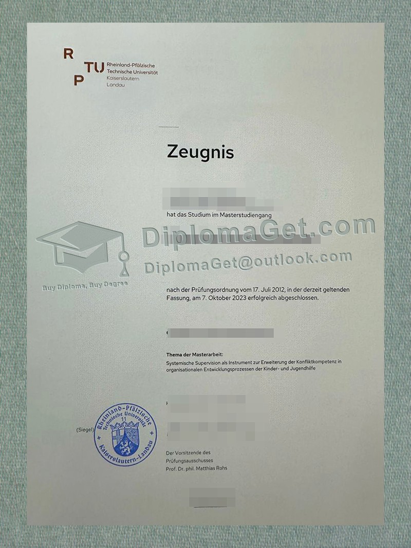 凯泽斯劳滕-兰道大学成绩单, University of Kaiserslautern-Landau Zeugnis