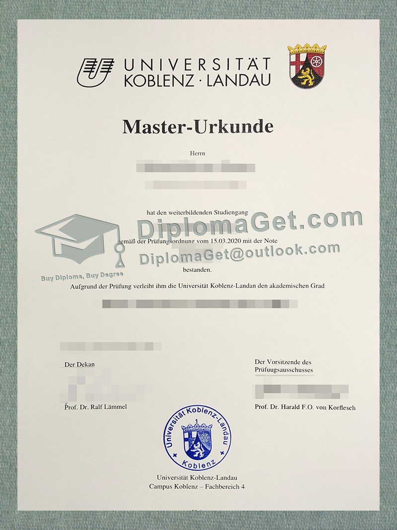 科布伦茨-兰道大学证书, University of Koblenz and Landau Urkunde