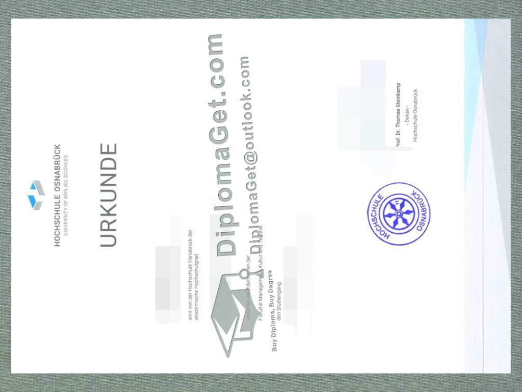 奥斯纳布吕克大学证书, University of Osnabruck Urkunde