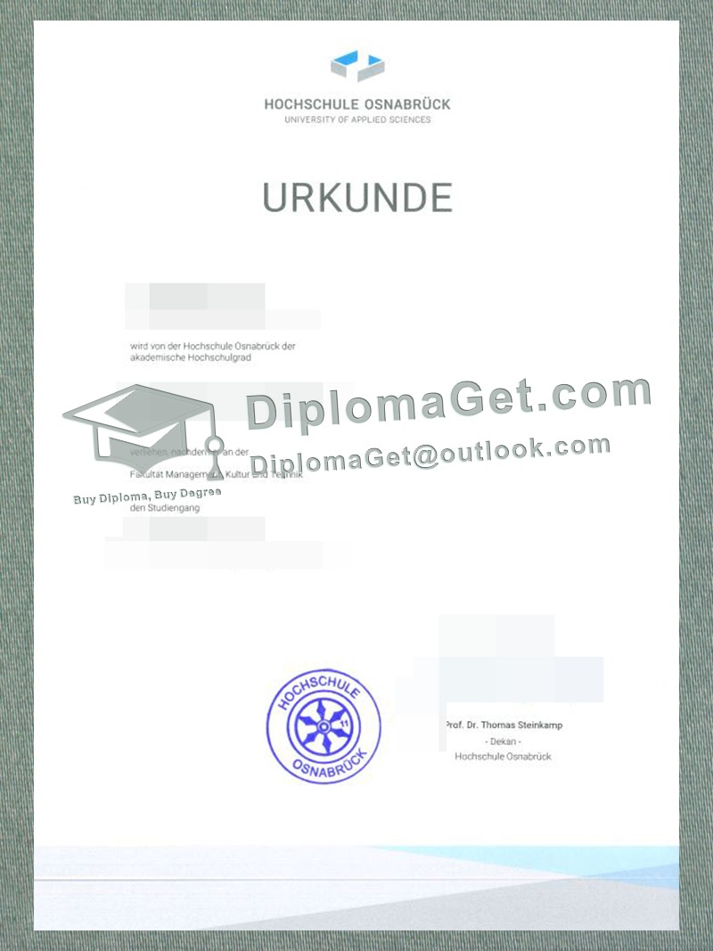 奥斯纳布吕克大学证书, University of Osnabruck Urkunde 奥斯纳布吕克大学证书, University of Osnabruck Urkunde