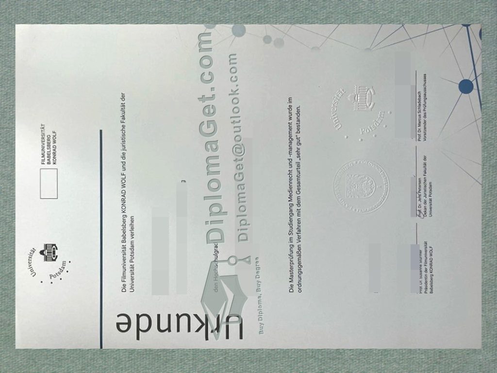 波茨坦大学证书, University of Potsdam urkunde