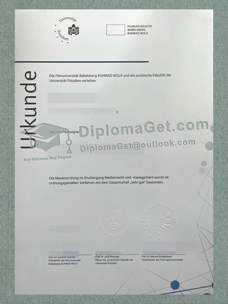 波茨坦大学证书, University of Potsdam urkunde