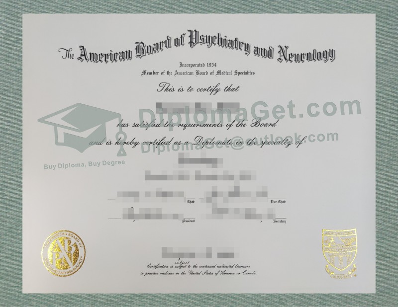 美国精神病学与神经病学委员会证书, American Board of Psychiatry and Neurology certificate