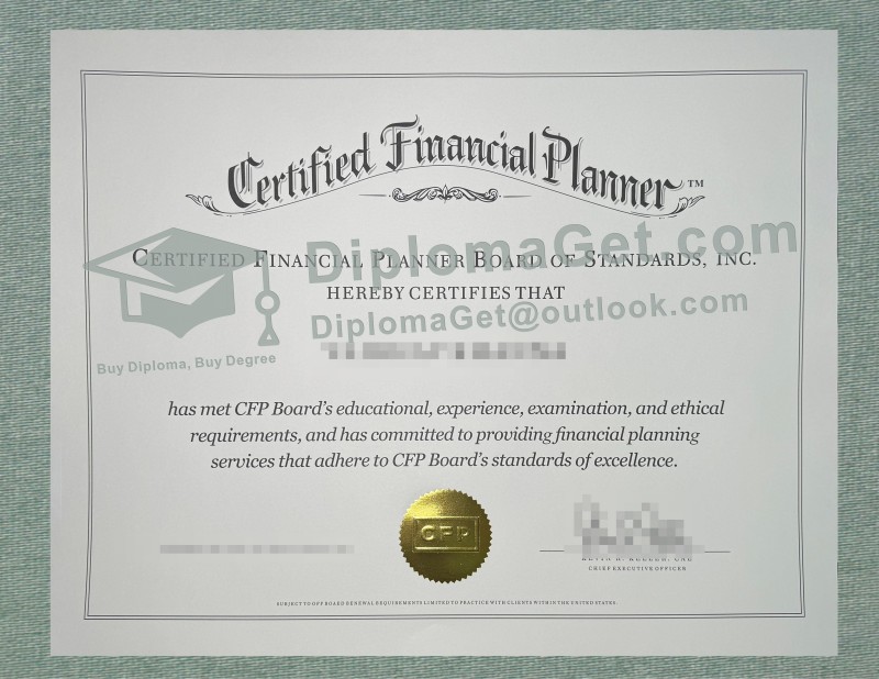 注册财务规划师证书, Certified Financial Planner Certificate