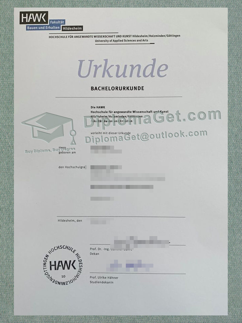 HAWK应用科学大学证书, HAWK Hochschule Urkunde