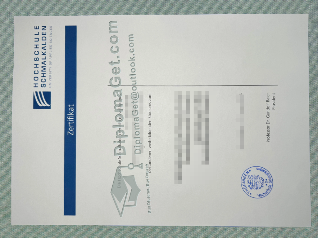 施马尔卡尔登应用科学大学证书, Hochschule Schmalkalden Zertifikat