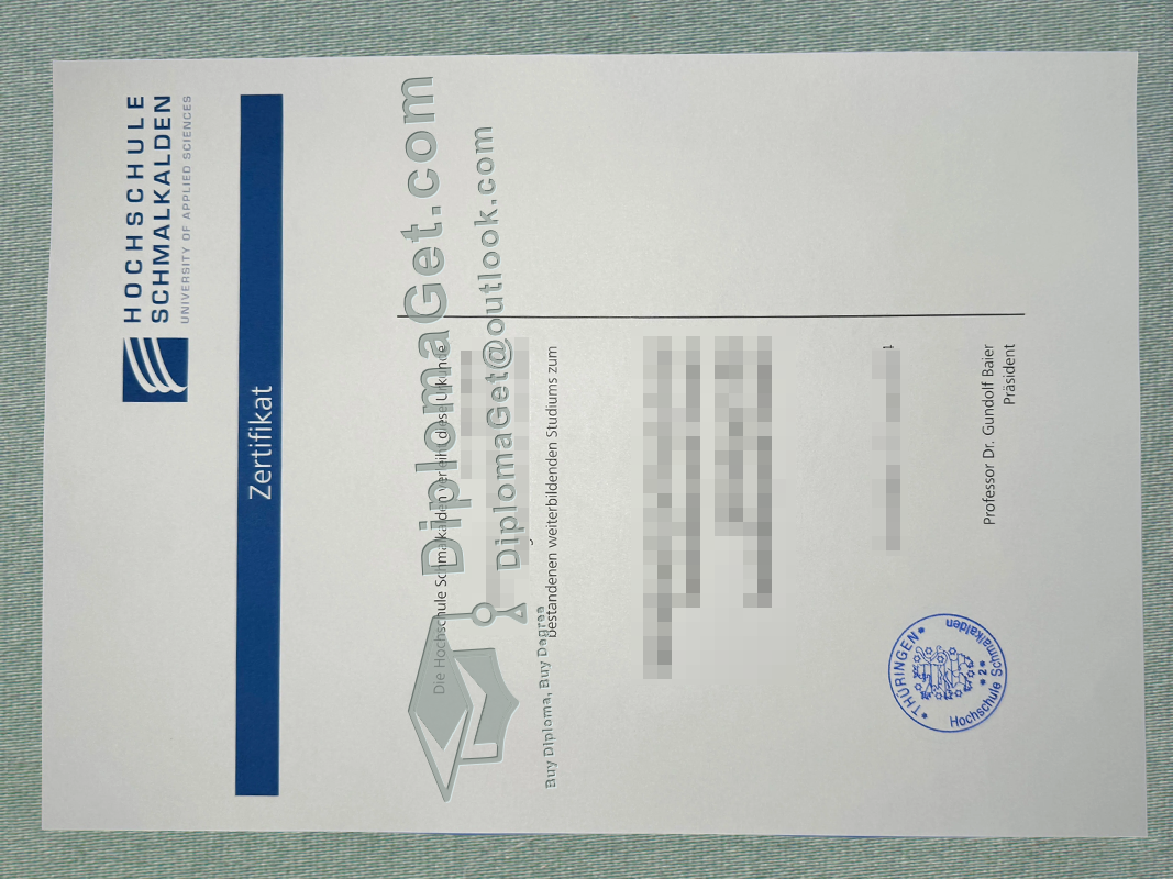 施马尔卡尔登应用科学大学证书, Hochschule Schmalkalden Zertifikat