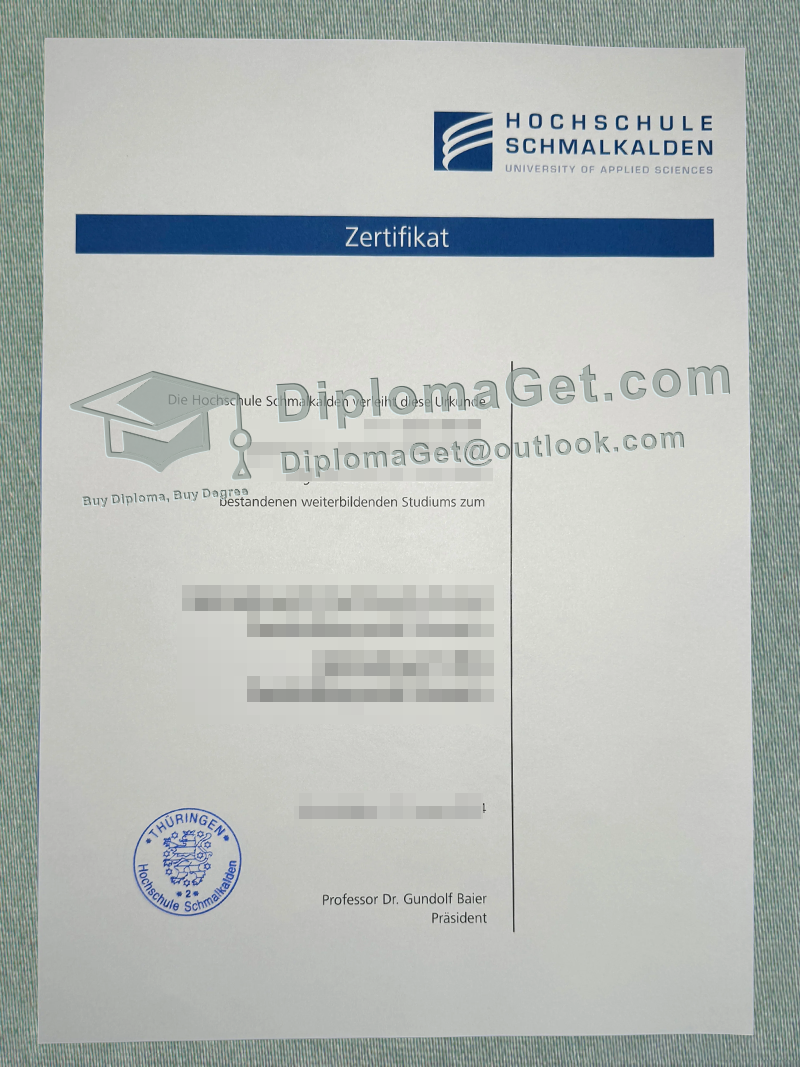 施马尔卡尔登应用科学大学证书, Hochschule Schmalkalden Zertifikat