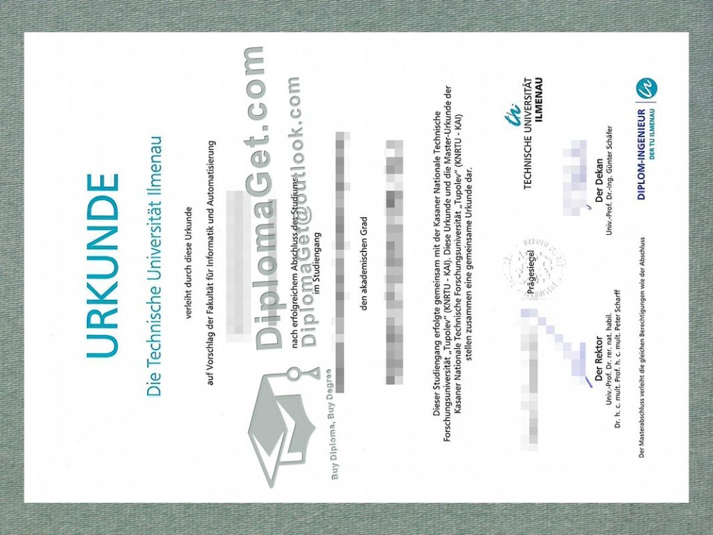 伊尔梅瑙工业大学证书, Ilmenau University of Technology Urkunde