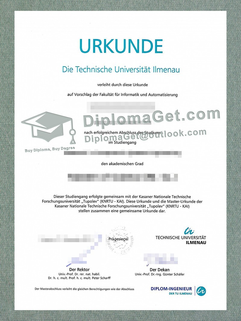 伊尔梅瑙工业大学证书, Ilmenau University of Technology Urkunde 伊尔梅瑙工业大学证书, Ilmenau University of Technology Urkunde
