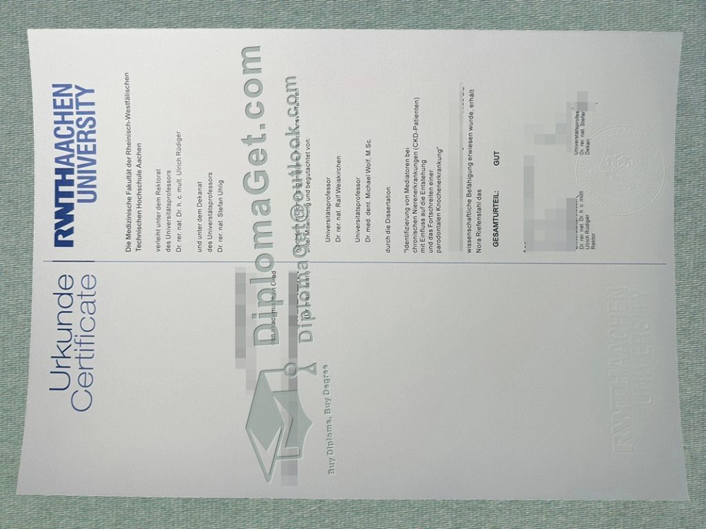 亚琛工业大学证书, RWTH Aachen University Urkunde