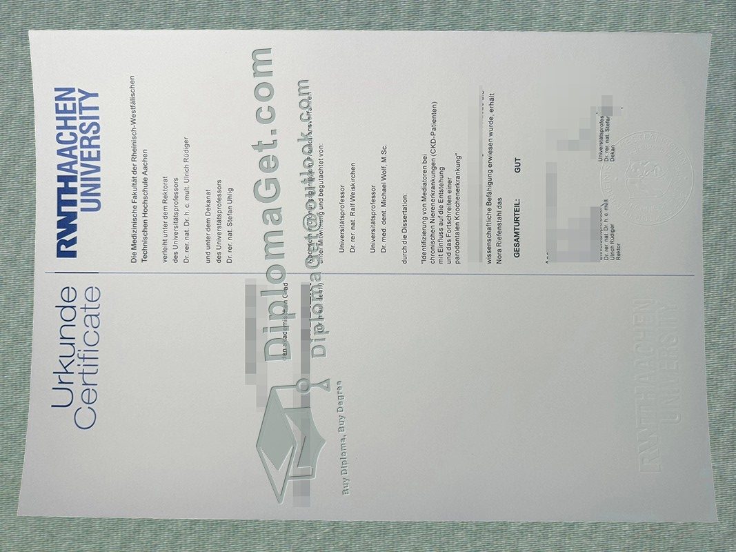 亚琛工业大学证书, RWTH Aachen University Urkunde