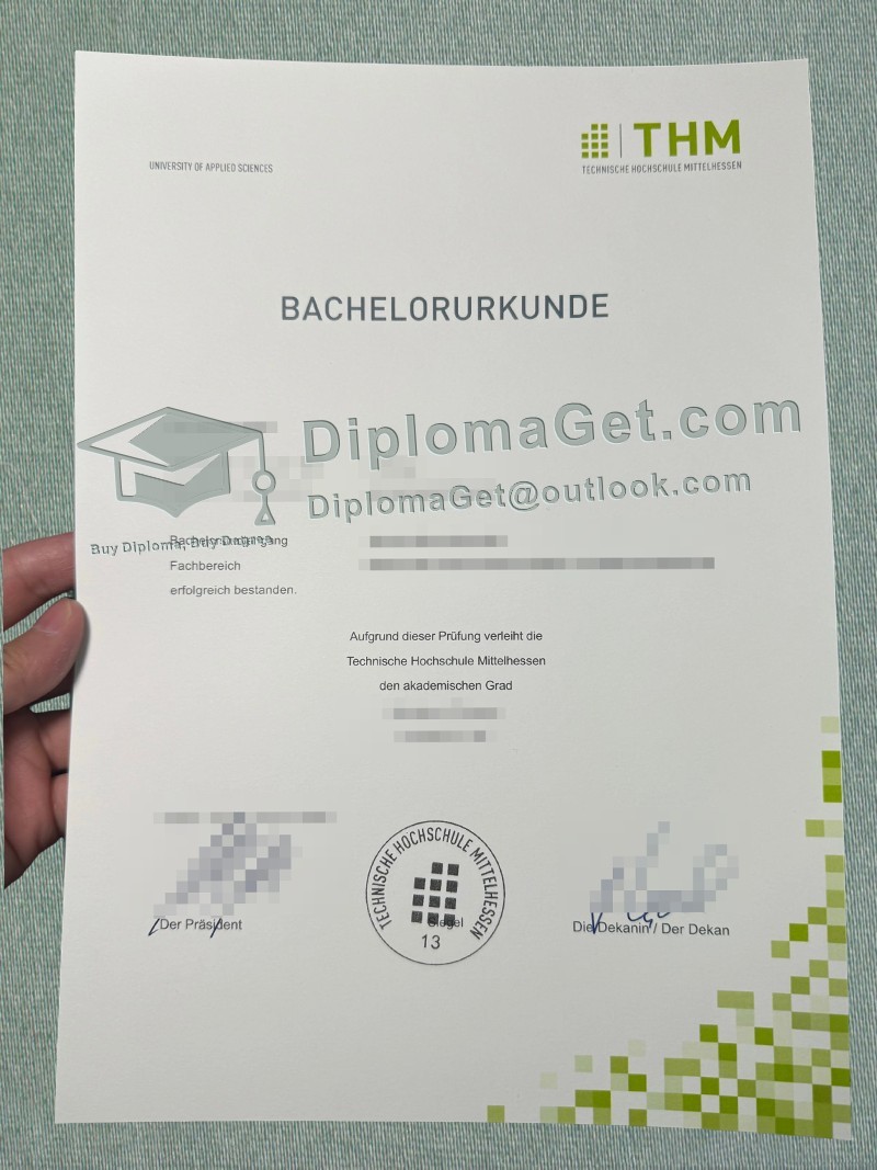 中黑森工业大学证书, Technische Hochschule Mittelhessen Urkunde
