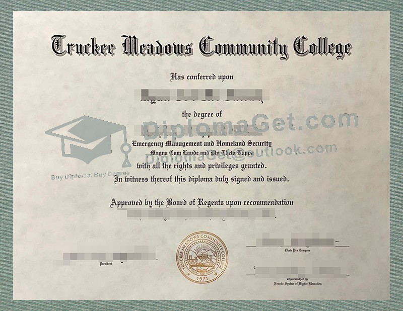 特拉基梅多斯社区学院文凭, Truckee Meadows Community College Diploma