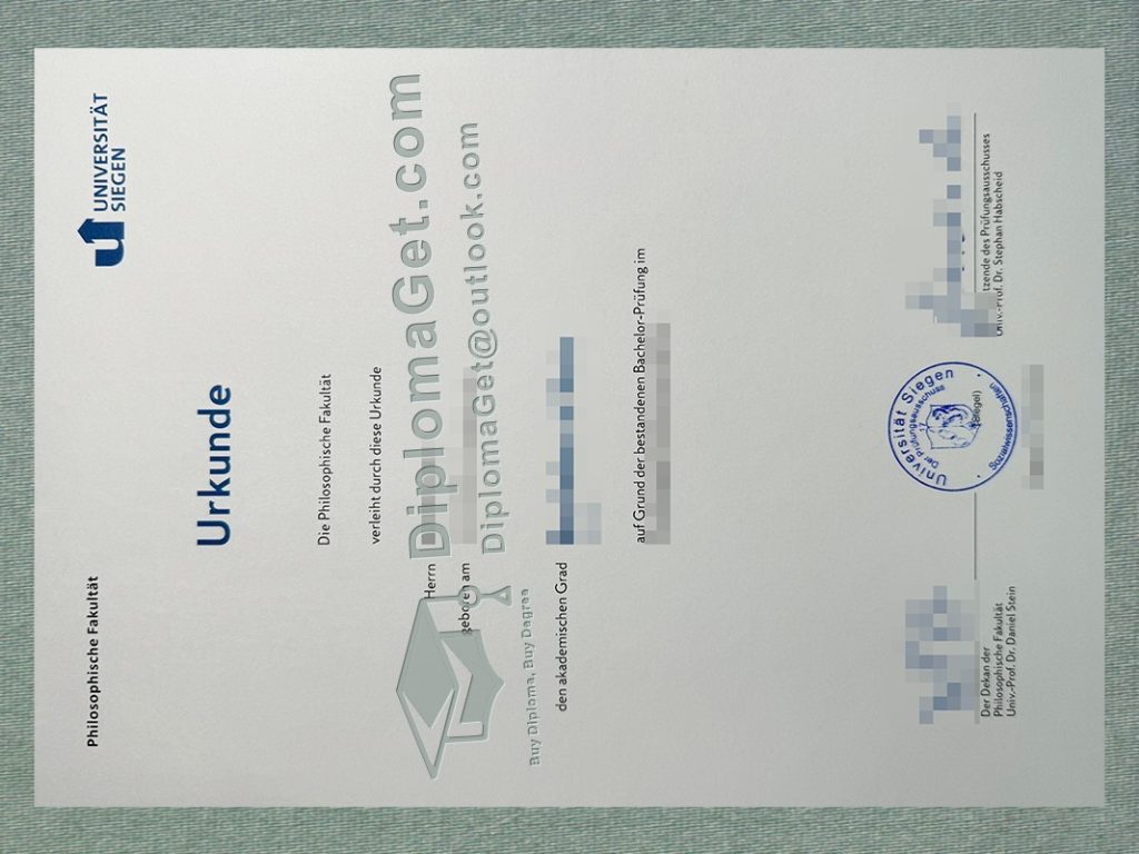 锡根大学证书, Universität Siegen Urkunde